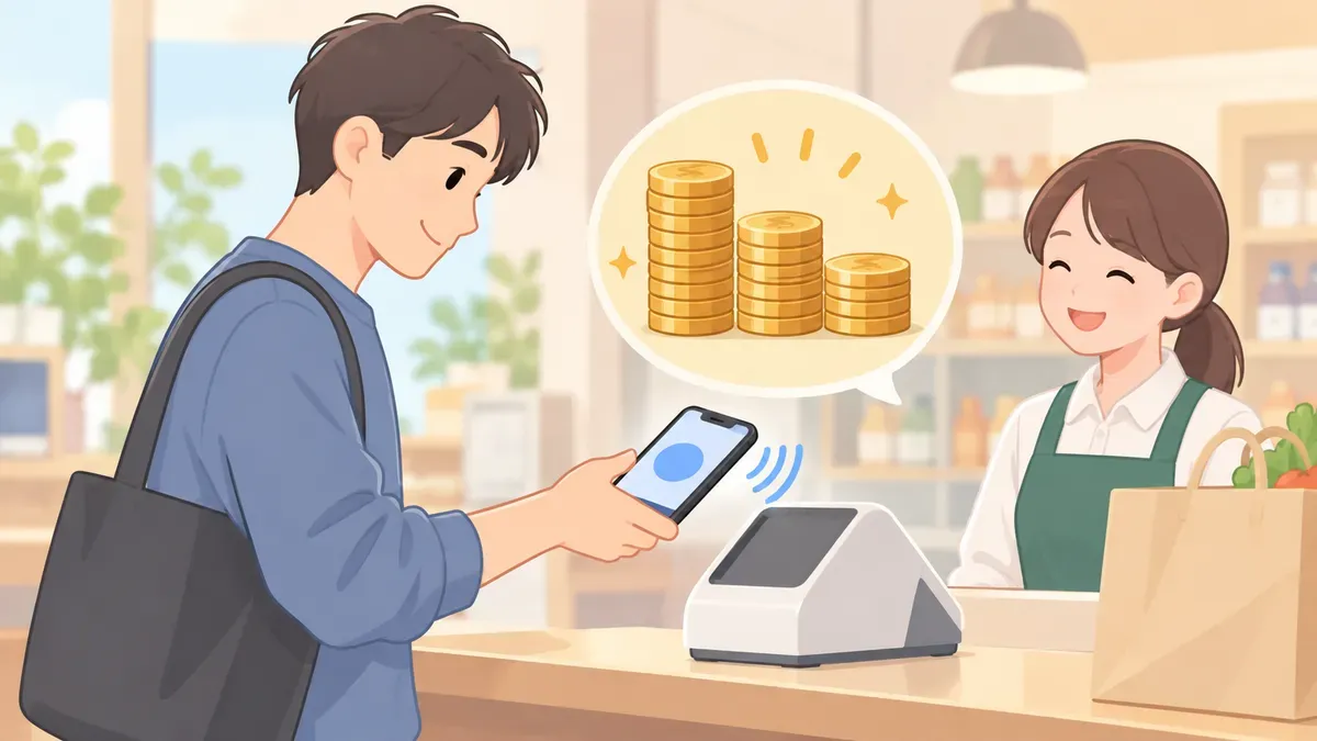 スマホ決済を使ってポイントを保つ場面